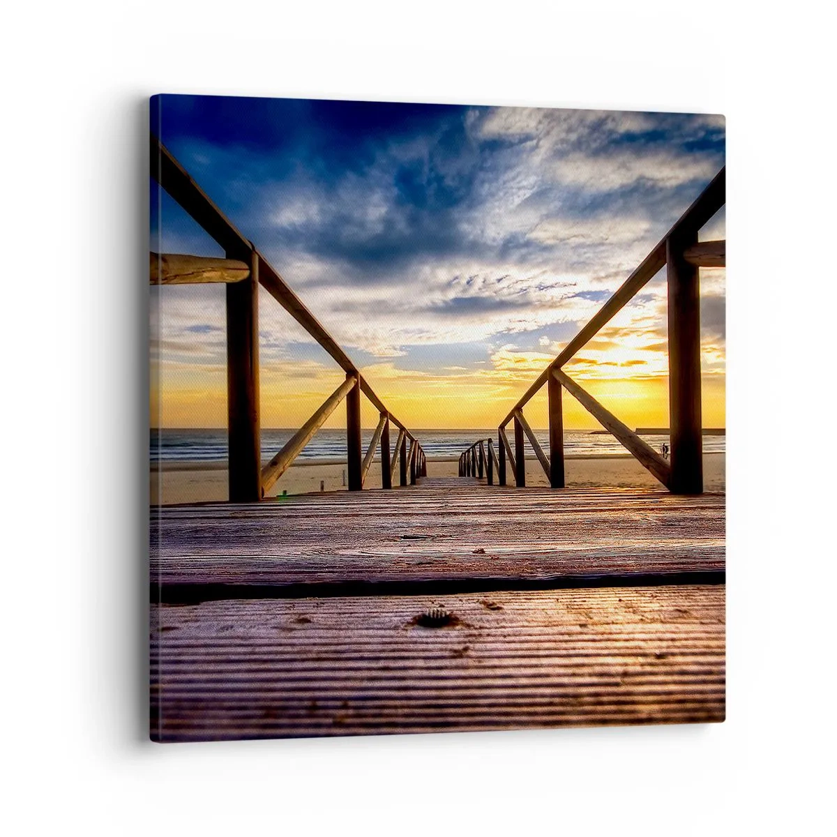 Cuadro sobre lienzo - Impresión de Imagen - Directamente hacia una playa tranquila al atardecer - 40x40 cm
