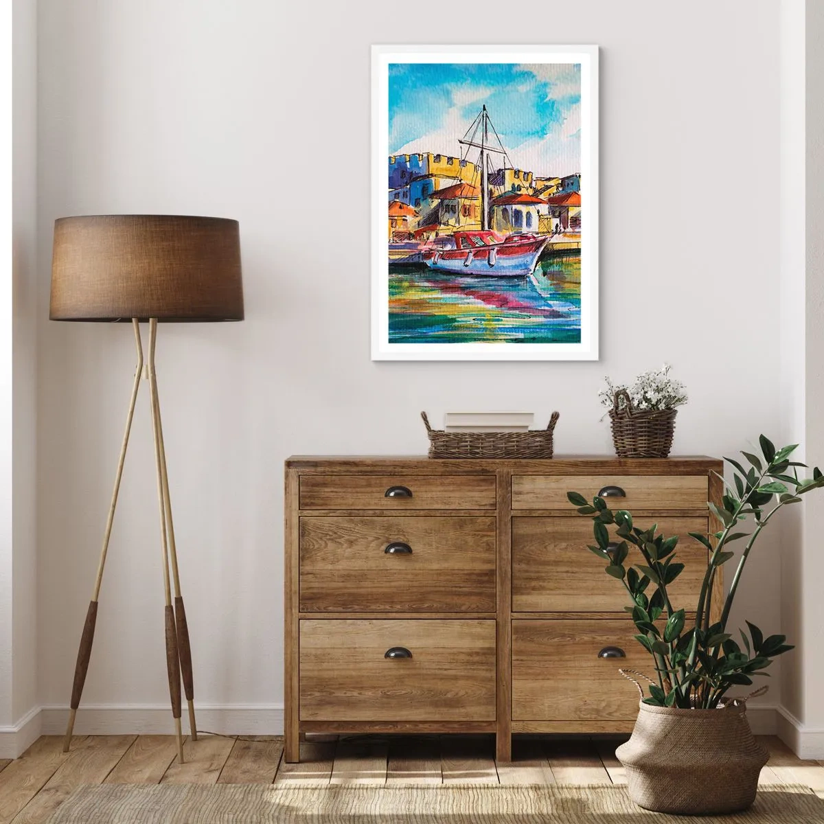 Póster en marco blanco - Tarde de arco iris - 50x70 cm