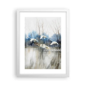 Póster en marco blanco - Como en un cuento de cisnes salvajes - 30x40 cm
