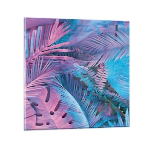 Cuadro sobre vidrio - Impresiones sobre Vidrio - Trópicos en rosa y azul - 60x60 cm