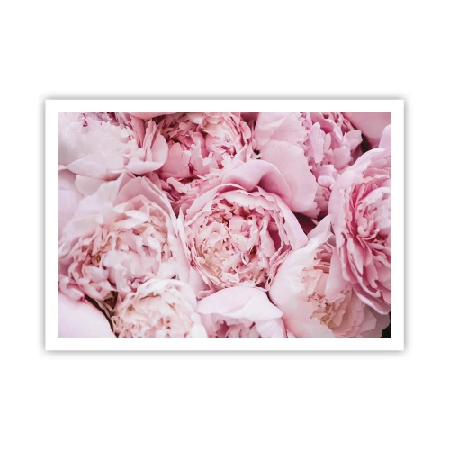 Póster - Un primer plano de un ramo de peonías rosas. - 100x70cm - Cálido y fragante - Decoración de pared moderna para salón y dormitorio ARTTOR