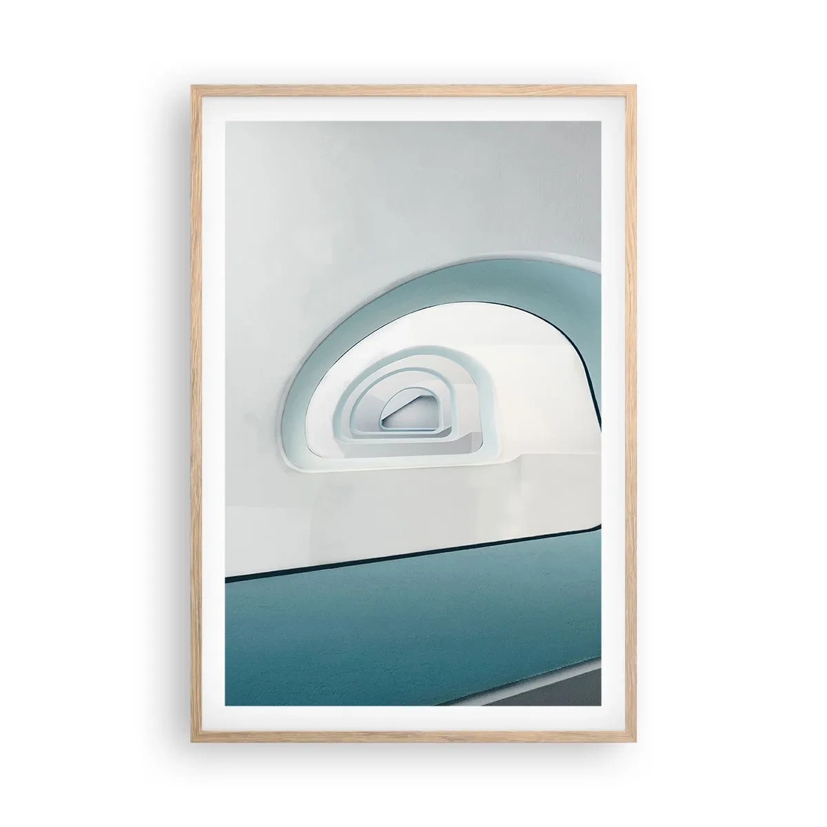 Póster en marco roble claro - Espiral del río azul - 61x91 cm