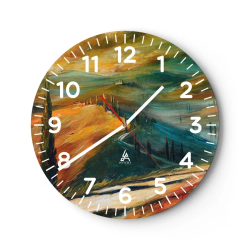 Reloj de pared - Reloj de vidrio - Paisaje toscano - 30x30 cm