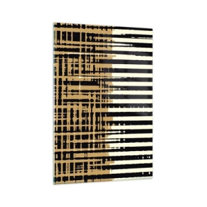Cuadro sobre vidrio - Impresiones sobre Vidrio - Líneas abstractas en negro, beige y blanco. - 70x100cm - Abstracción arquitectónica - Decoración de pared moderna para salón y dormitorio ARTTOR