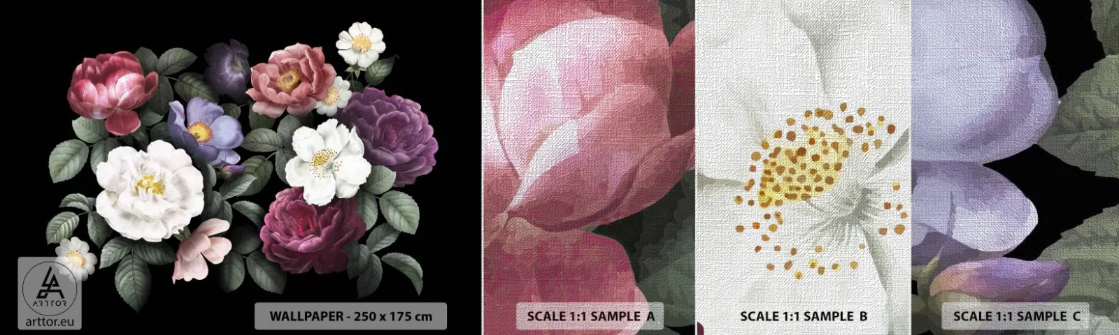 Muestra de fotomural Premium Canvas - De un jardín inglés - flores, Ramo de flores, Arreglo floral - 100x30 cm