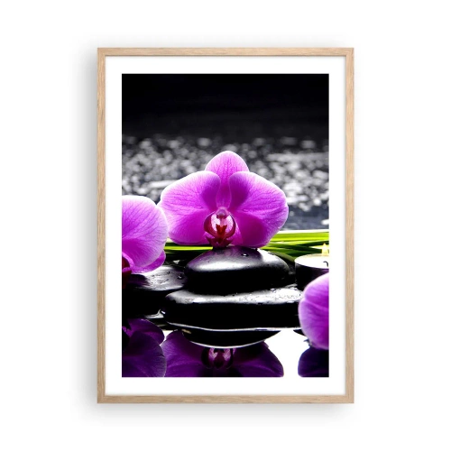 Póster en marco roble claro - Ahogarse en la paz y la tranquilidad - 50x70 cm