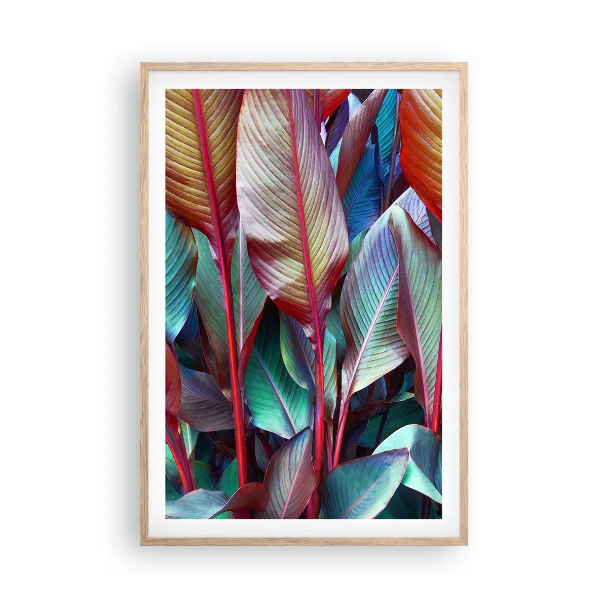 Póster en marco roble claro - Un matorral de colores - 61x91 cm