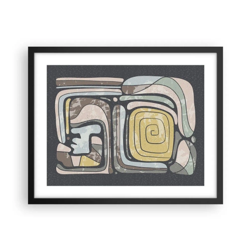 Póster en marco negro - Abstracción con espíritu precolombino - 50x40 cm