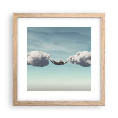 Póster en marco roble claro - La felicidad del momento - 30x30 cm