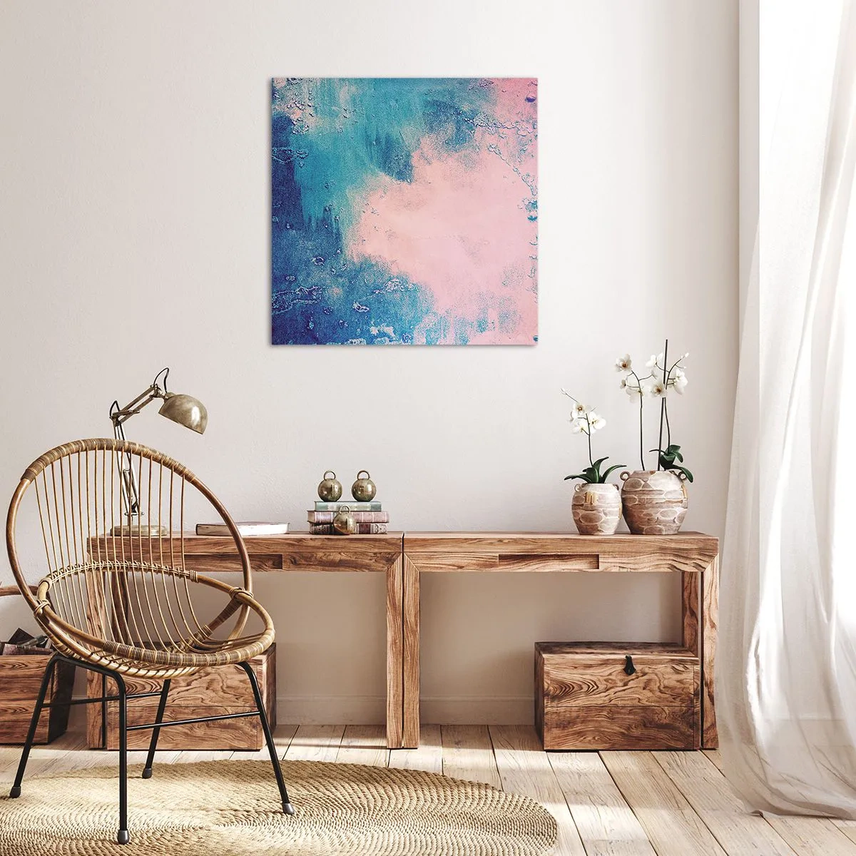Cuadro sobre lienzo - Impresión de Imagen - Abrazo azul - 50x50 cm