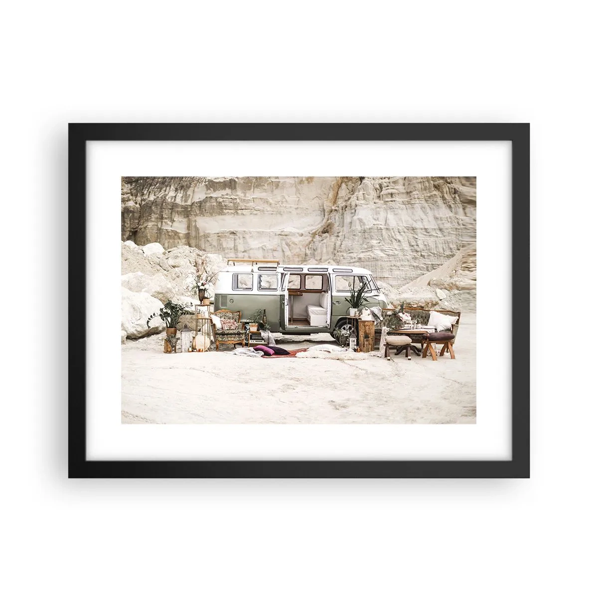 Póster en marco negro - Hora de empezar el viaje - 40x30 cm