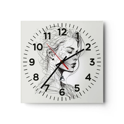 Reloj de pared - Reloj de vidrio - Retrato de ensueño - 30x30 cm