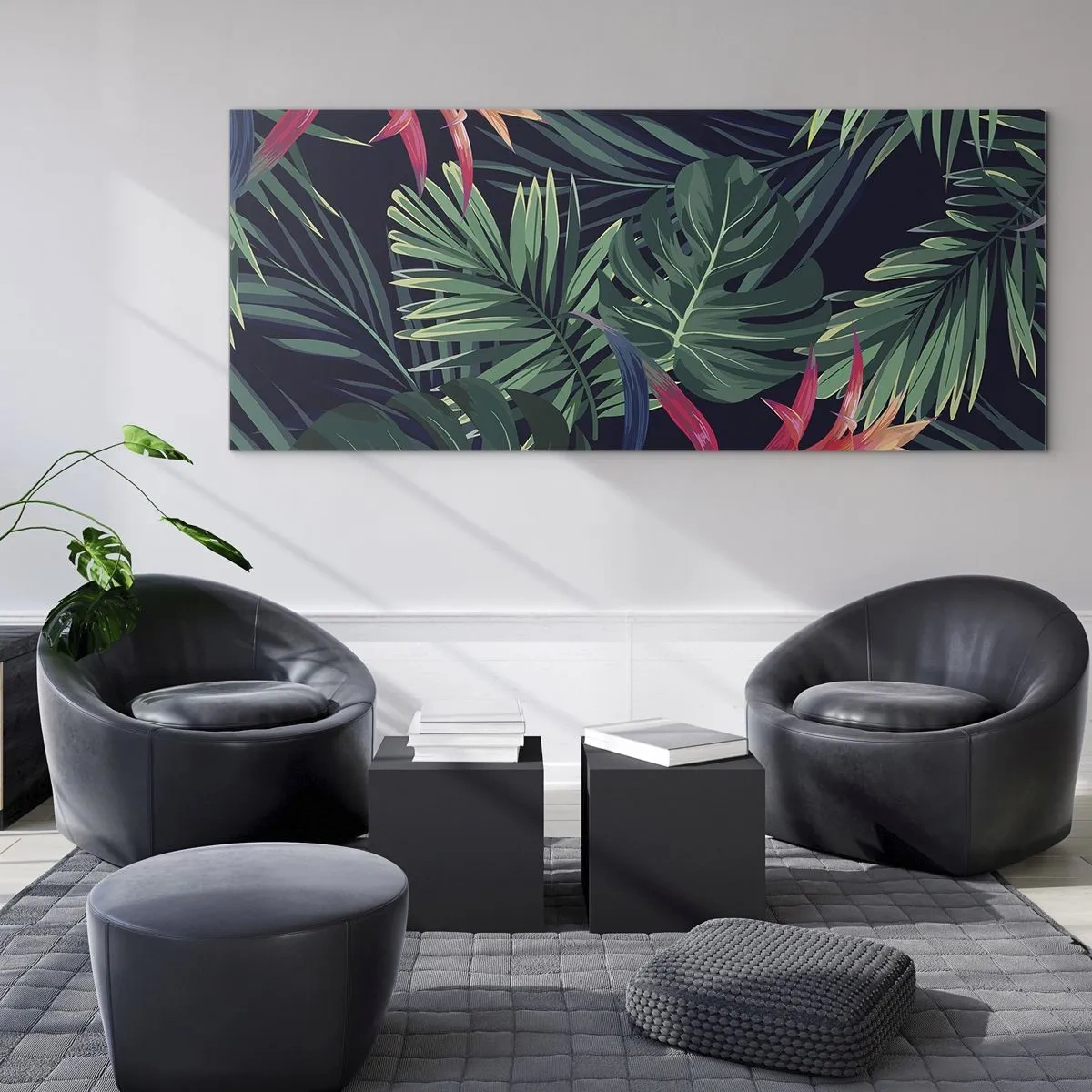 Cuadro sobre vidrio - Impresiones sobre Vidrio - Encender el color verde - 90x30 cm