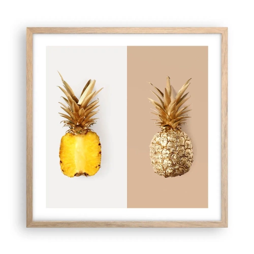 Póster en marco roble claro - Piña y media - 50x50 cm