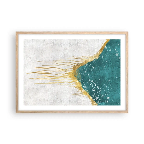 Póster en marco roble claro - Marea dorada - 70x50 cm