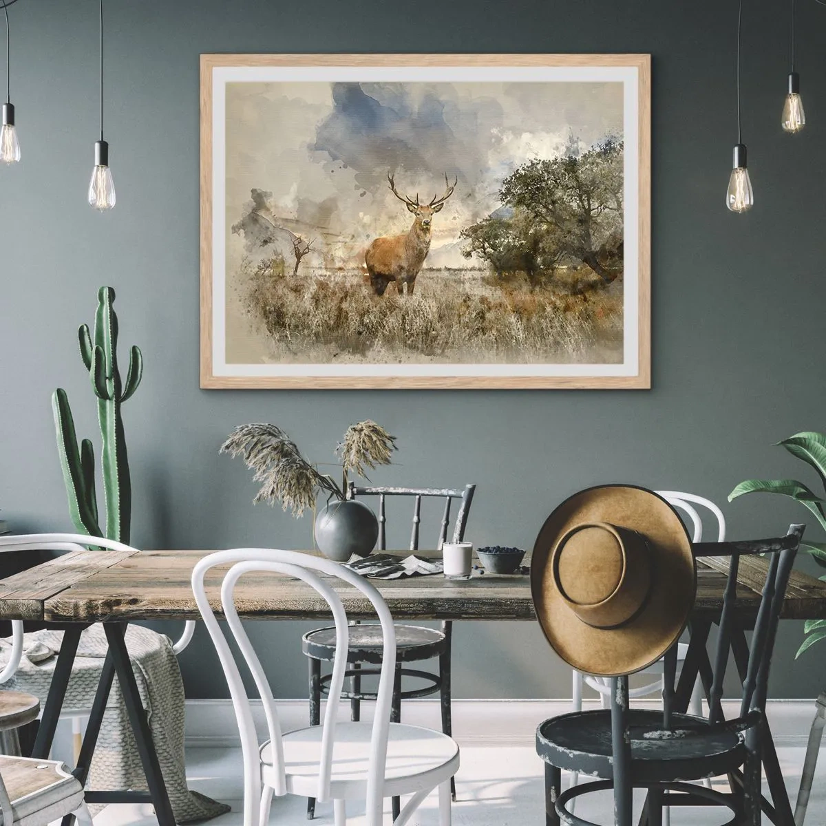 Póster en marco roble claro - Dignidad - fuerza - encanto - 91x61 cm