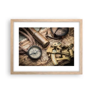 Póster en marco roble claro - Establecer un rumbo - 40x30 cm