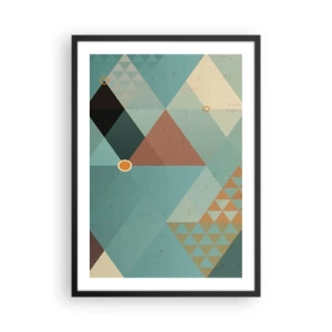 Póster en marco negro - Composición geométrica con triángulos en colores pastel. - 50x70cm - Uno para todos y todos para uno - Decoración de pared moderna para salón y dormitorio ARTTOR