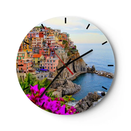 Reloj de pared - Reloj de vidrio - La ciudad de la risa - 40x40 cm