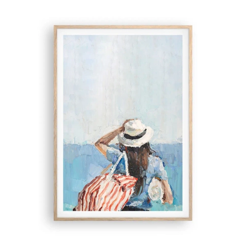 Póster en marco roble claro - Bienvenida a tus vacaciones - 70x100 cm