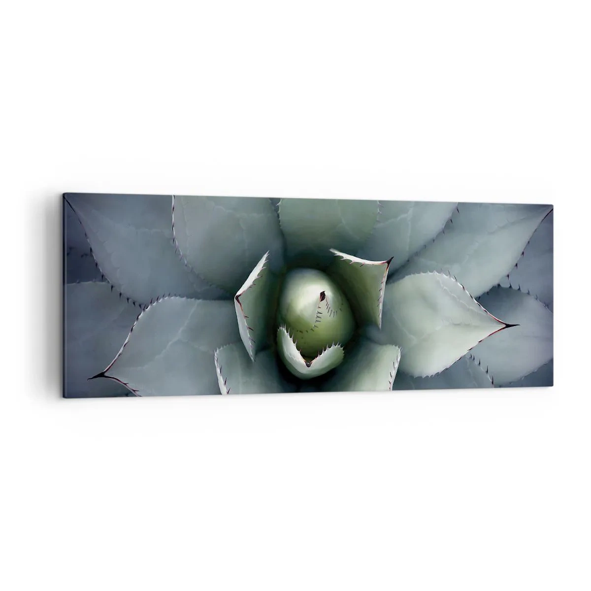 Cuadro sobre lienzo - Impresión de Imagen - Primer plano de una roseta de agave en delicados tonos verdes. - 140x50cm - Perfección natural - Decoración de pared moderna para salón y dormitorio ARTTOR