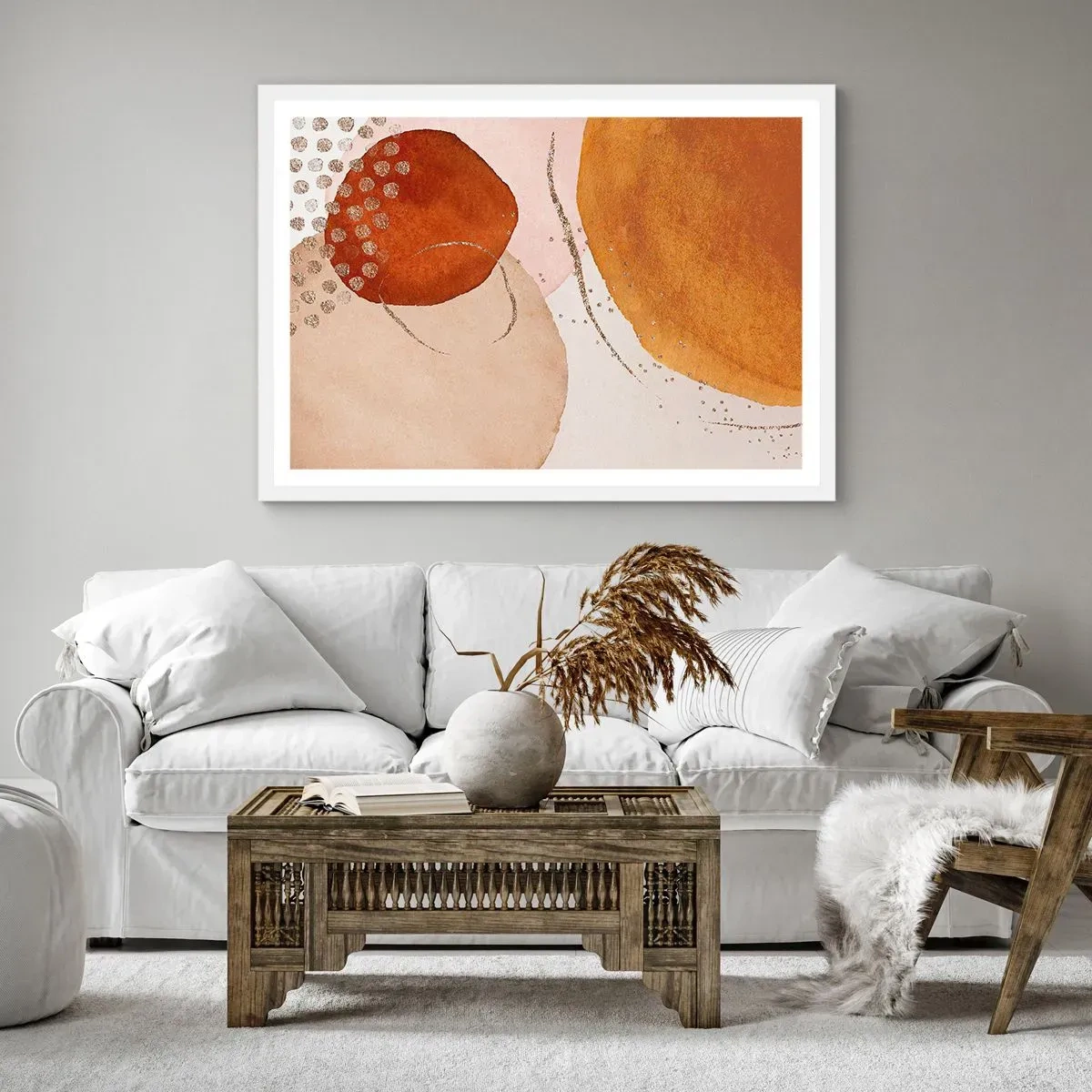 Póster en marco blanco - Movimiento abstracto - 70x50 cm