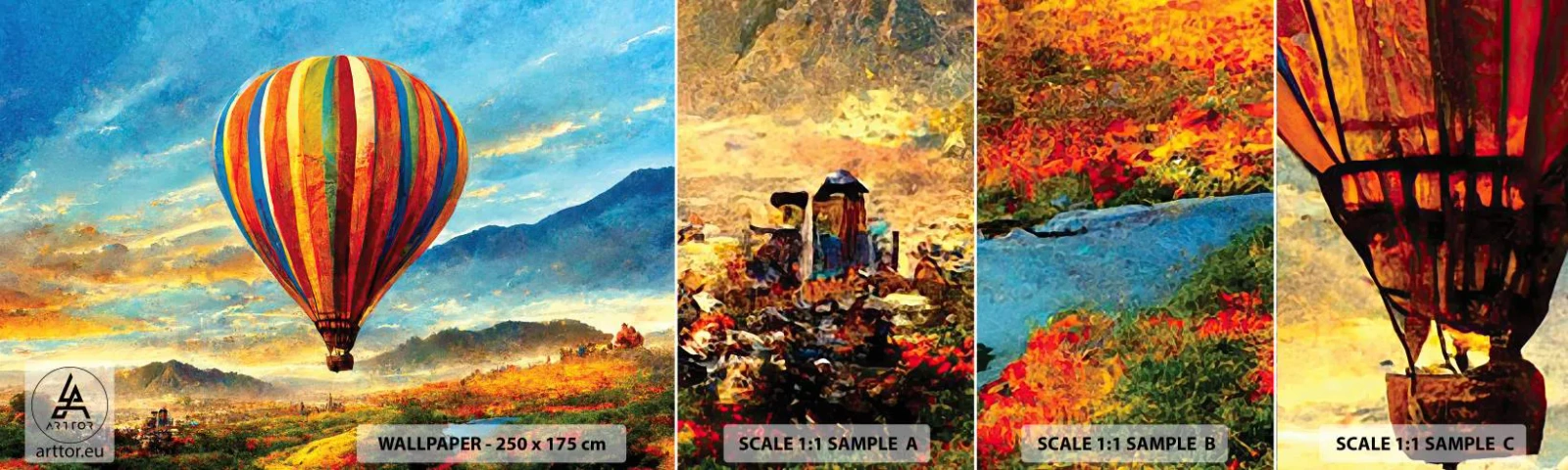 Muestra de fotomural autoadhesivo Deluxe Sticker - En silencio se ve el horizonte - Globo, Paisaje, Naturaleza - 100x30 cm