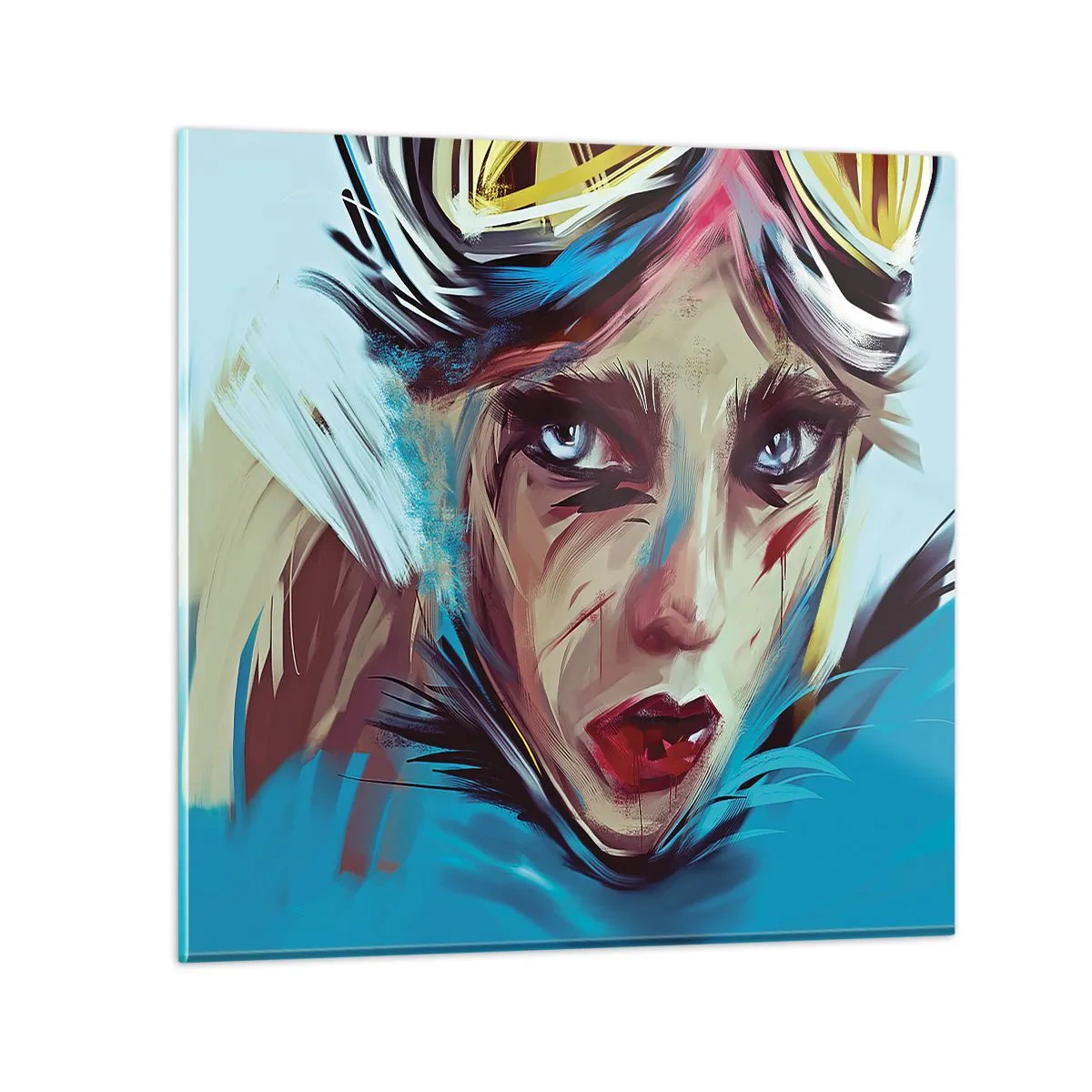 Cuadro sobre vidrio - Impresiones sobre Vidrio - Guerrera colorida - 40x40 cm