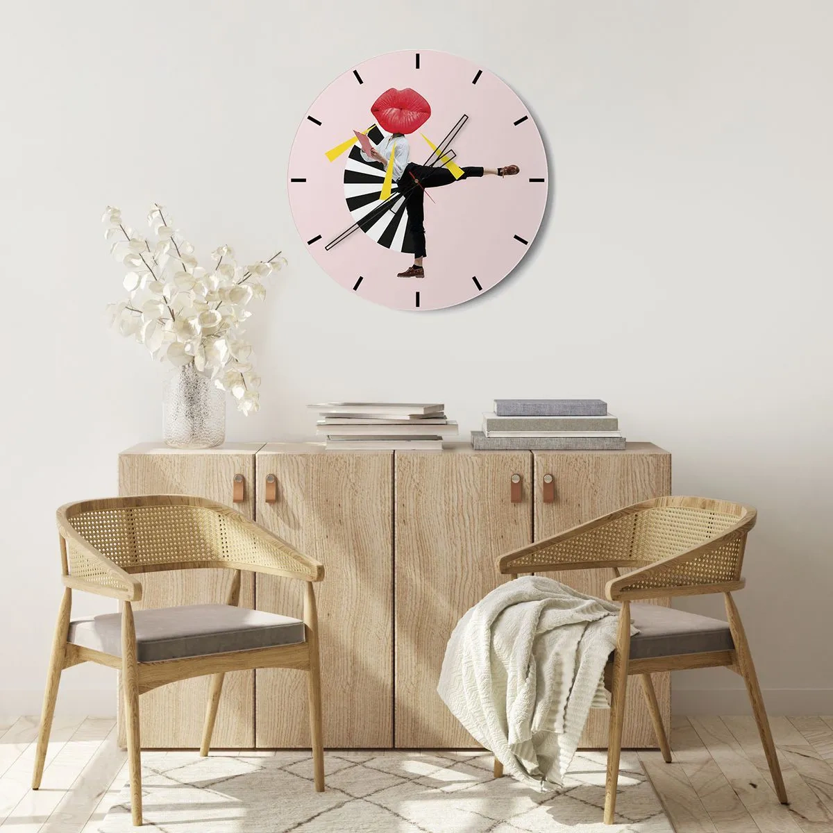 Reloj de pared - Reloj de vidrio - Arte pop surrealista - 40x40 cm