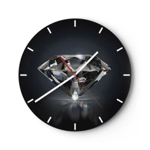 Reloj de pared - Reloj de vidrio - Un diamante brillante sobre un fondo oscuro con efecto reflejo. - 30x30cm - Riqueza y belleza - Decoración de pared moderna para salón, cocina y dormitorio ARTTOR