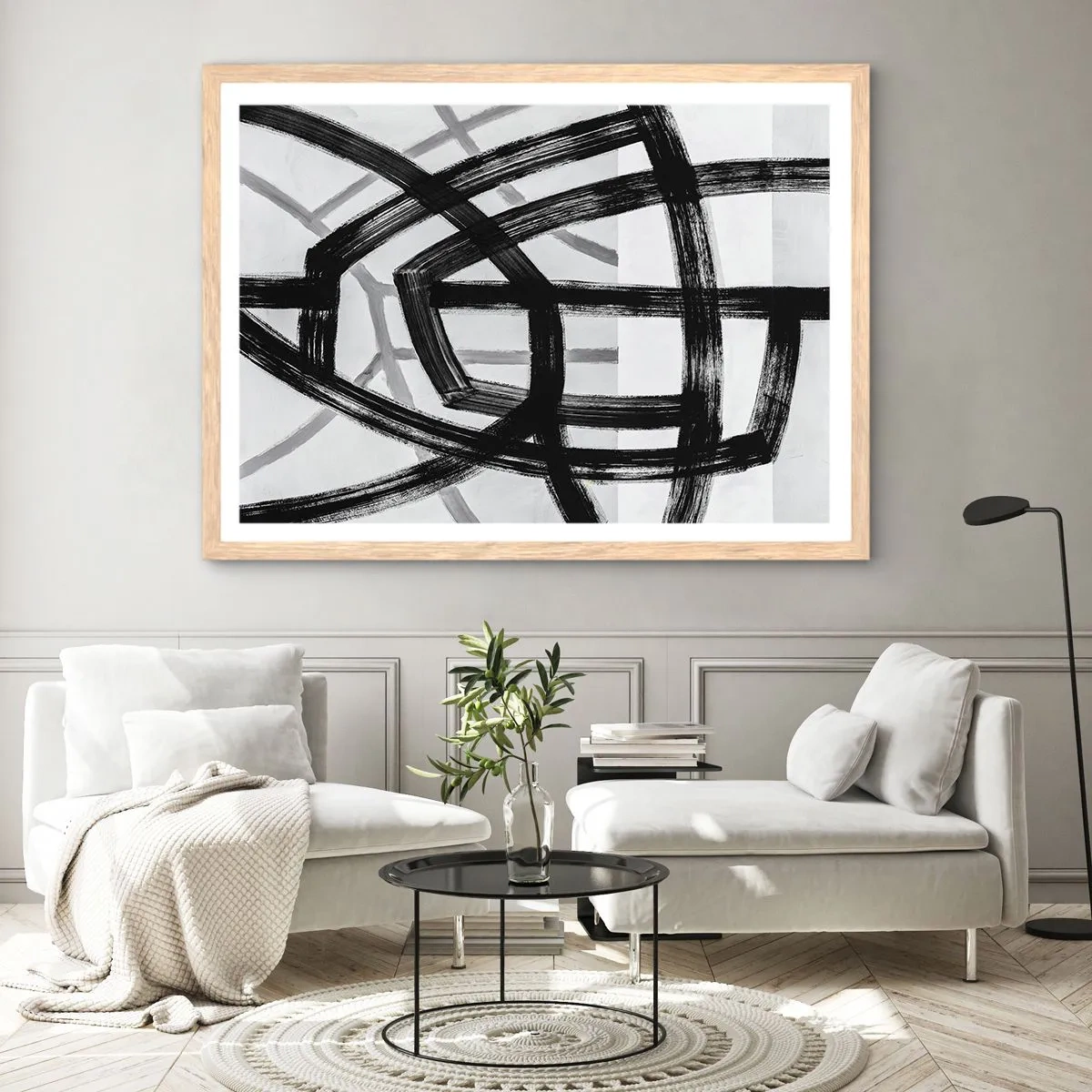 Póster en marco roble claro - Construir profundidad - 70x50 cm