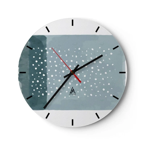 Reloj de pared - Reloj de vidrio - Una composición moderna con puntos sobre un fondo de tonos azules. - 30x30cm - Creación sobre azul - Decoración de pared moderna para salón, cocina y dormitorio ARTTOR