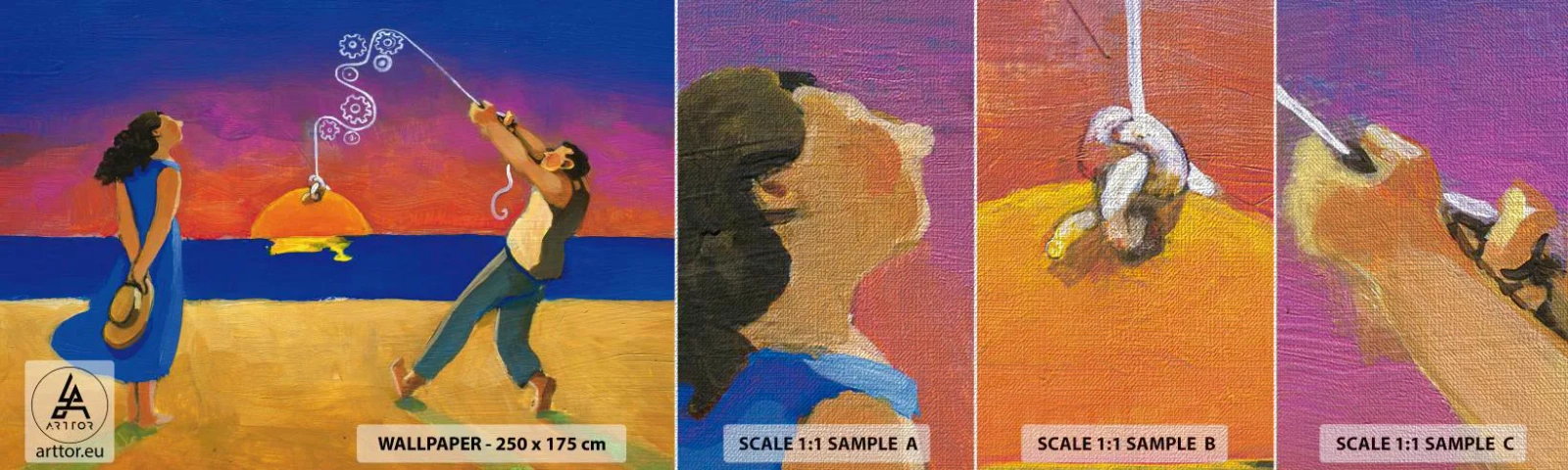 Muestra de fotomural Premium Canvas - Mucho más que una estrella del cielo - Abstracción, Mujer y hombre, Cuadro - 100x30 cm