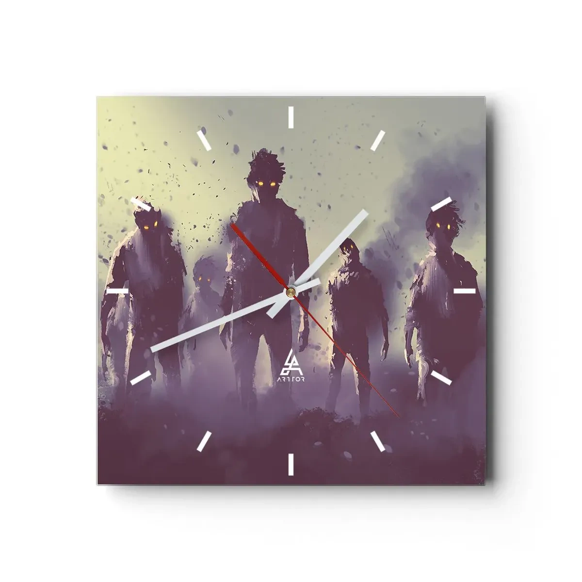 Reloj de pared - Reloj de vidrio - ¡Cuidado! Aquí vienen - 40x40 cm