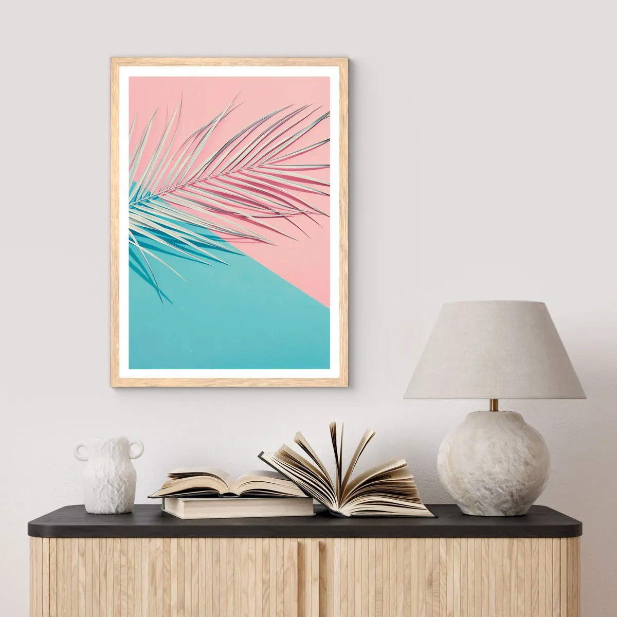 Póster en marco roble claro - Impresión tropical - 70x100 cm