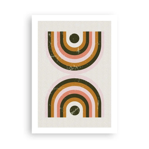 Póster - Composición geométrica en estilo retro - 50x70cm - Abstracción gemela - Decoración de pared moderna para salón y dormitorio ARTTOR