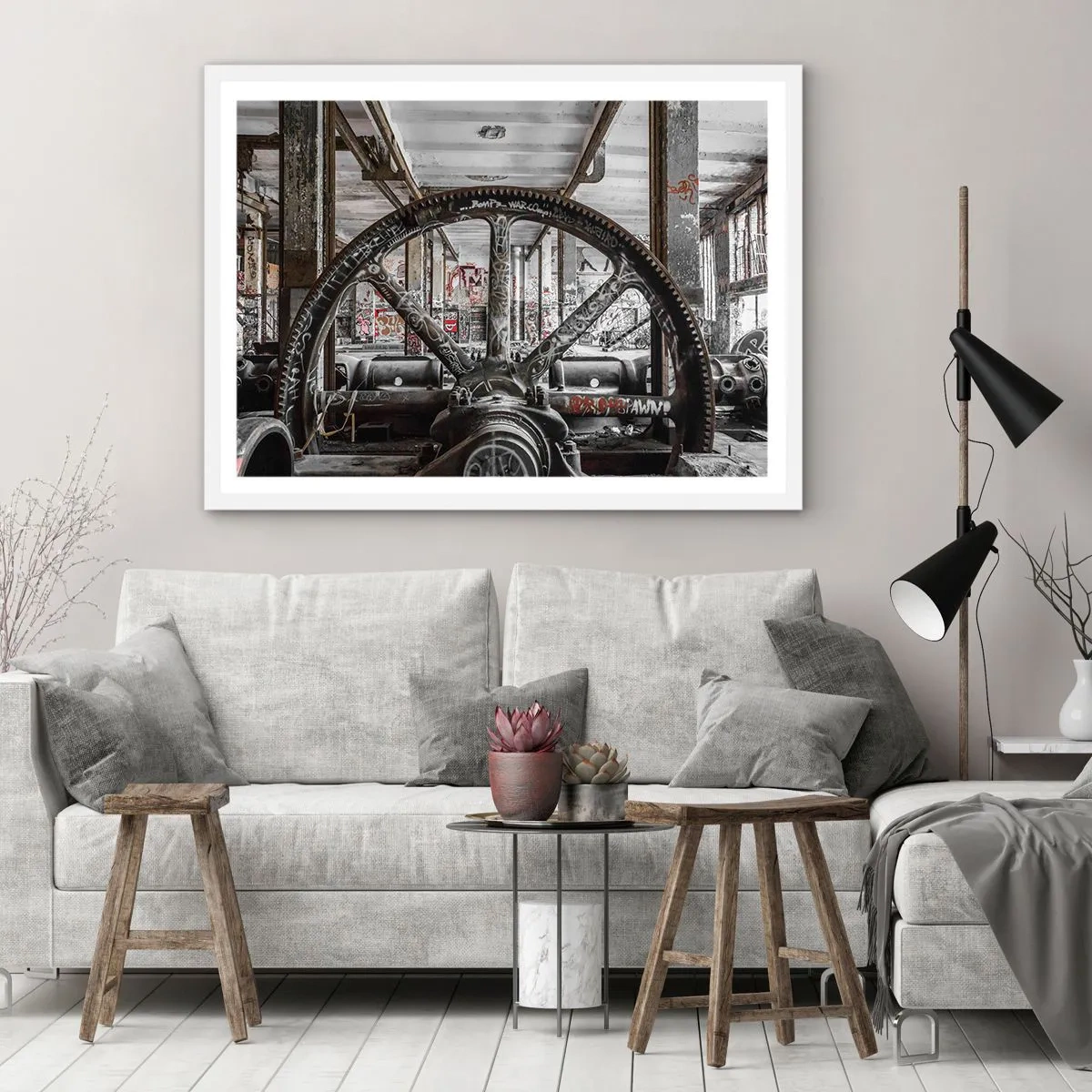 Póster en marco blanco - La vida secreta de una fábrica - 50x40 cm