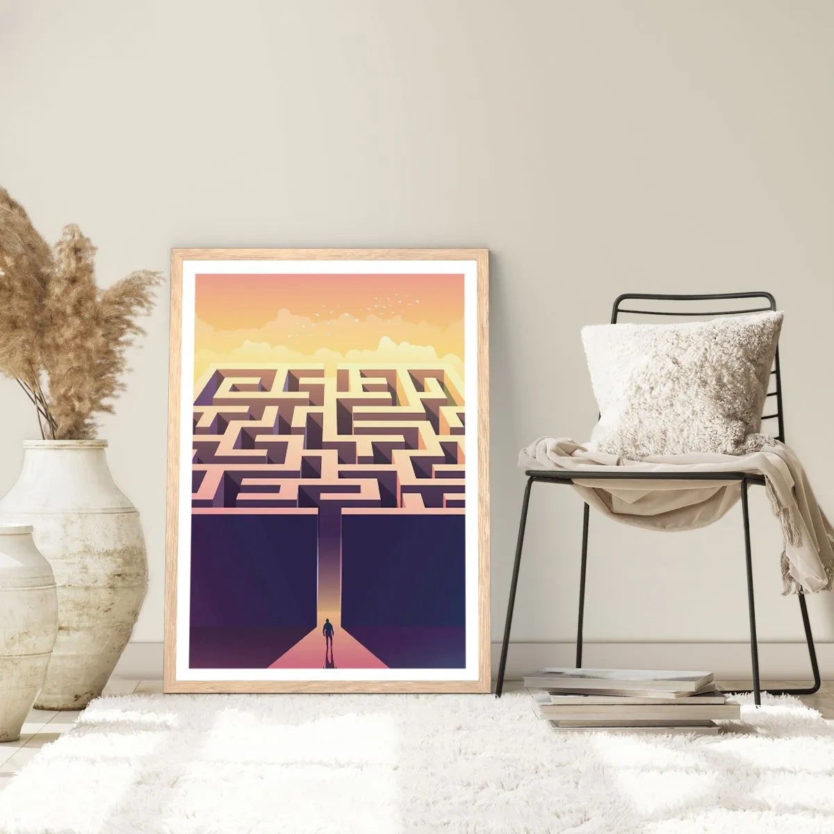 Póster en marco roble claro - Momento de tomar decisiones - 70x100 cm