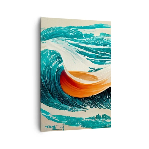 Cuadro sobre lienzo - Impresión de Imagen - Olas marinas dinámicas con cinta abstracta - 70x100cm - El sueño de un surfista - Decoración de pared moderna para salón y dormitorio ARTTOR
