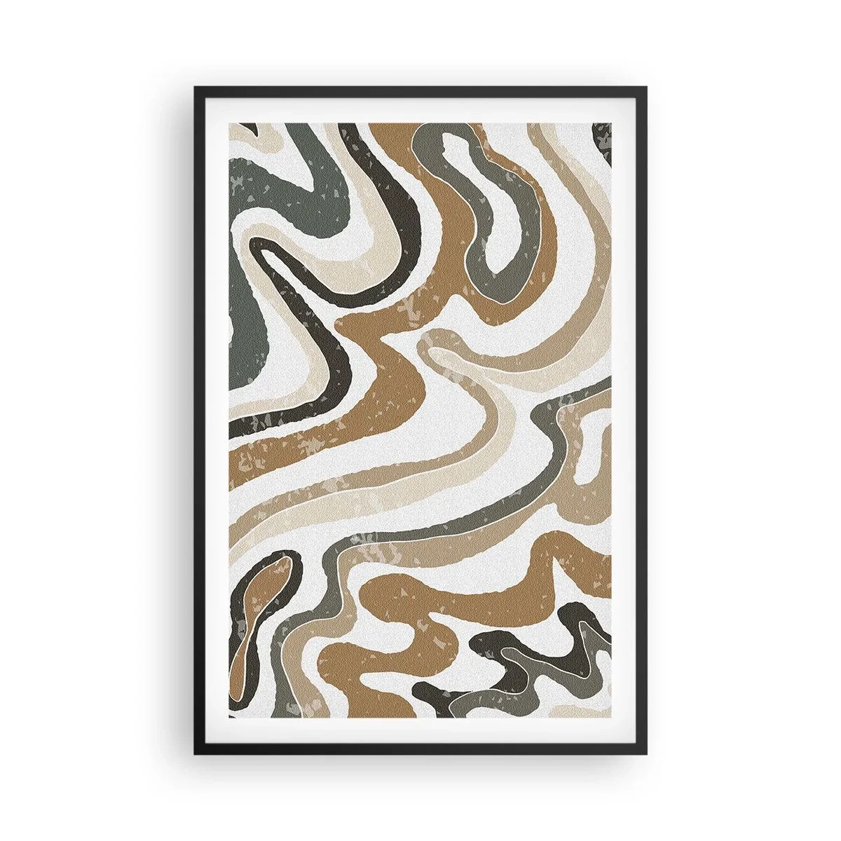 Póster en marco negro - Meandros de colores terrosos - 61x91 cm
