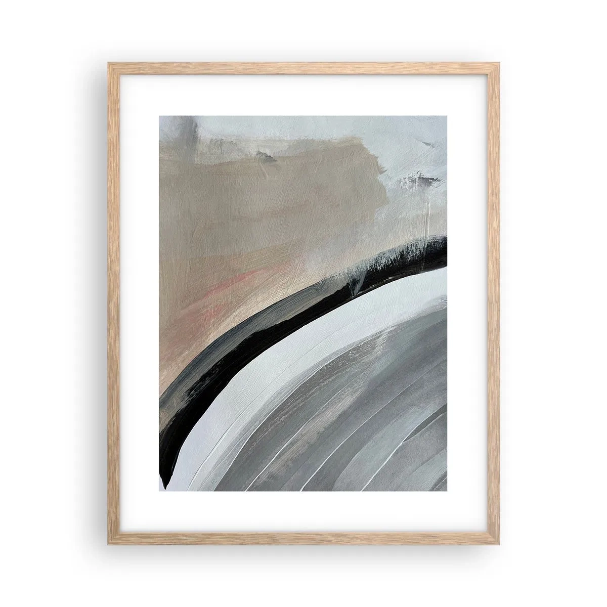 Póster en marco roble claro - Composición: un arco negro y gris - 40x50 cm