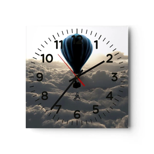 Reloj de pared - Reloj de vidrio - Un viajero por encima de las nubes - 30x30 cm