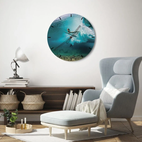 Reloj de pared - Reloj de vidrio - Mundo submarino - 40x40 cm