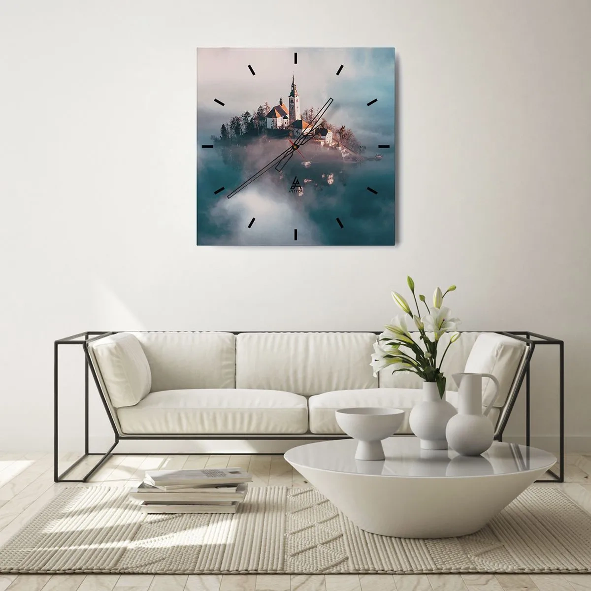 Reloj de pared - Reloj de vidrio - Isla de los sueños - 40x40 cm