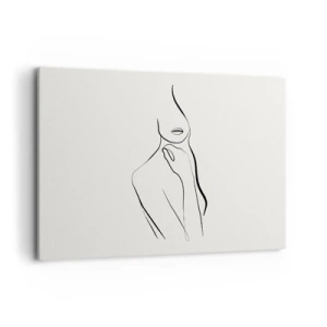 Cuadro sobre lienzo - Impresión de Imagen - Un boceto minimalista de la silueta de una mujer sobre un fondo claro. - 120x80cm - Una ola de melancolía - Decoración de pared moderna para salón y dormitorio ARTTOR