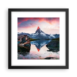 Póster en marco negro - El corazón de las montañas arde - 30x30 cm