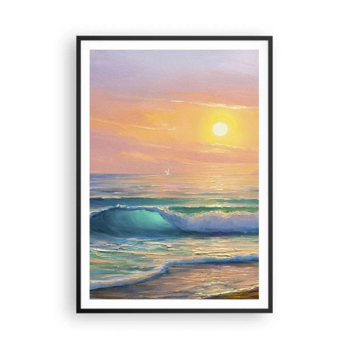 Póster en marco negro - El canto turquesa de las olas - 70x100 cm