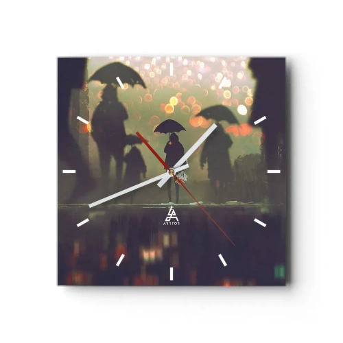 Reloj de pared - Reloj de vidrio - Desde la perspectiva de una gota de lluvia - 40x40 cm