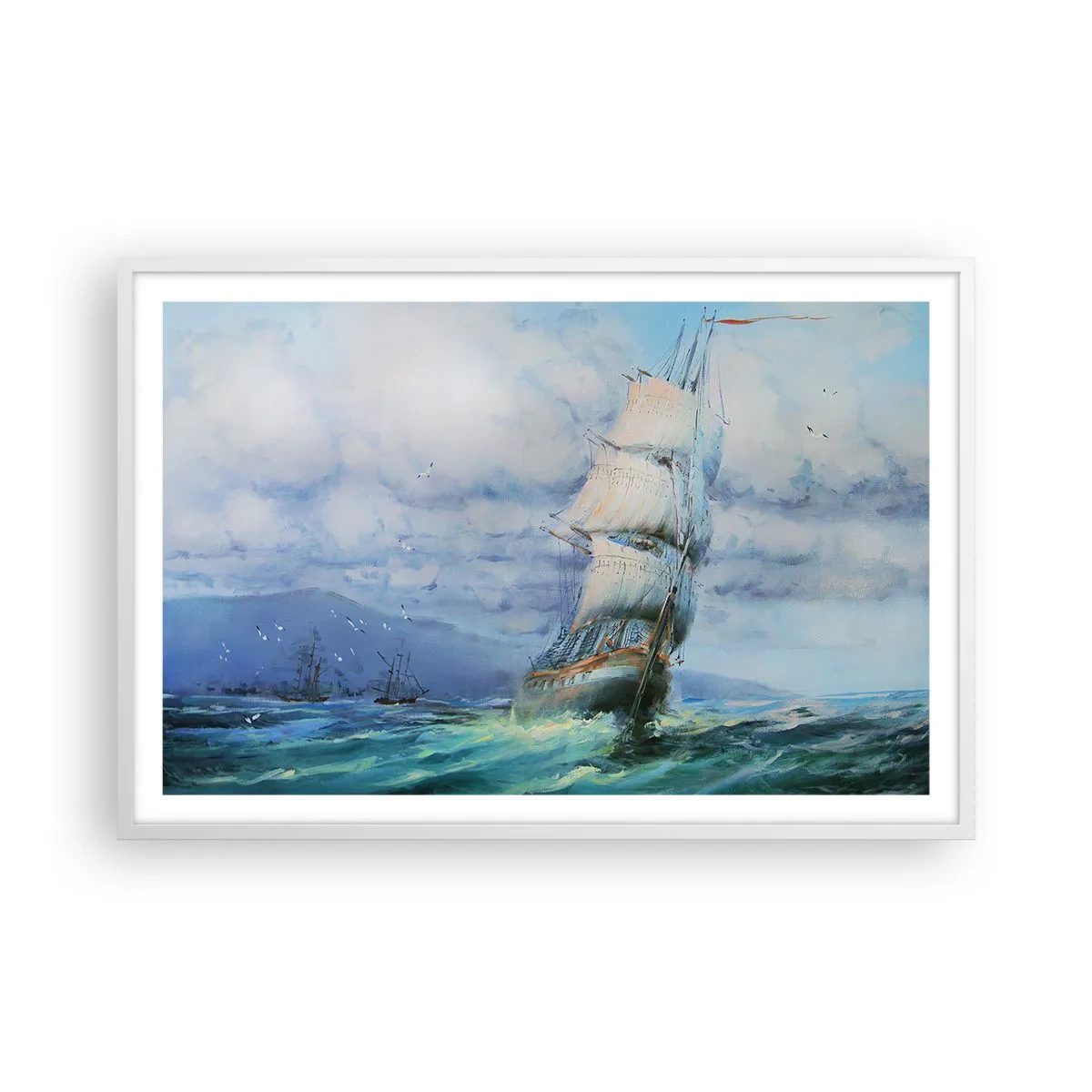 Póster en marco blanco - Viento en popa - 91x61 cm
