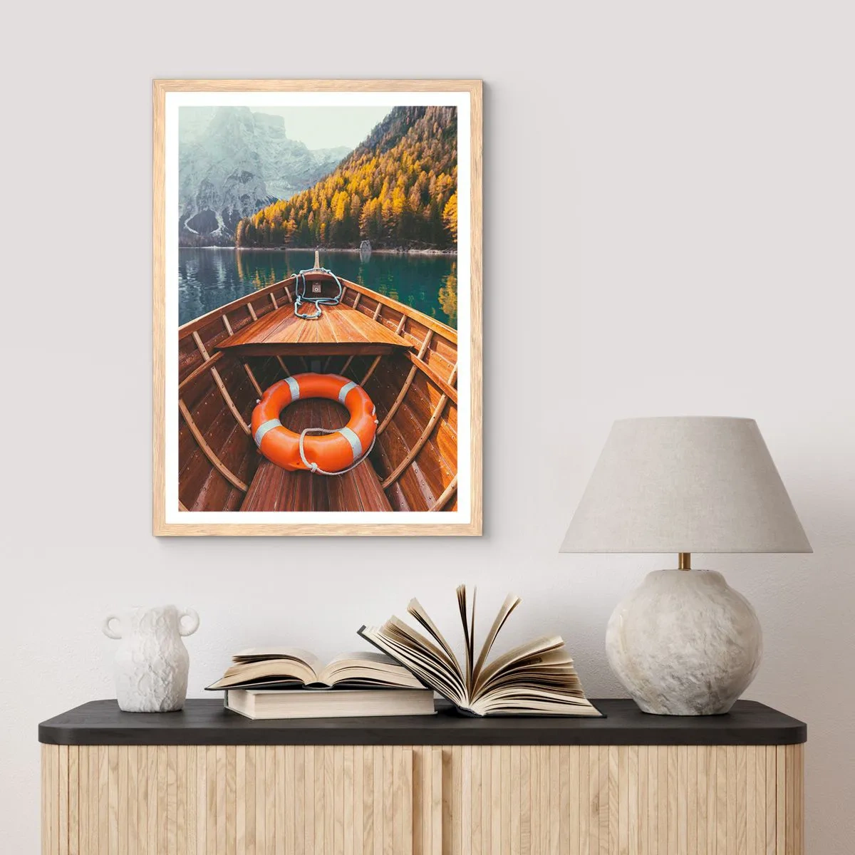 Póster en marco roble claro - Viaje a la montaña - 30x40 cm